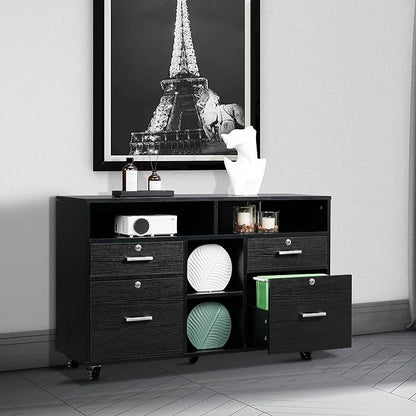 VINGLI Wood Mobile File Cabinet - Image 5
