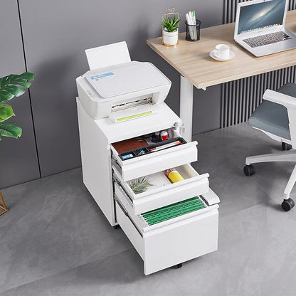 3-Drawer Lockable Mobile File Cabinet – Metal A4/Letter/Legal Size Storage by LunaThreads