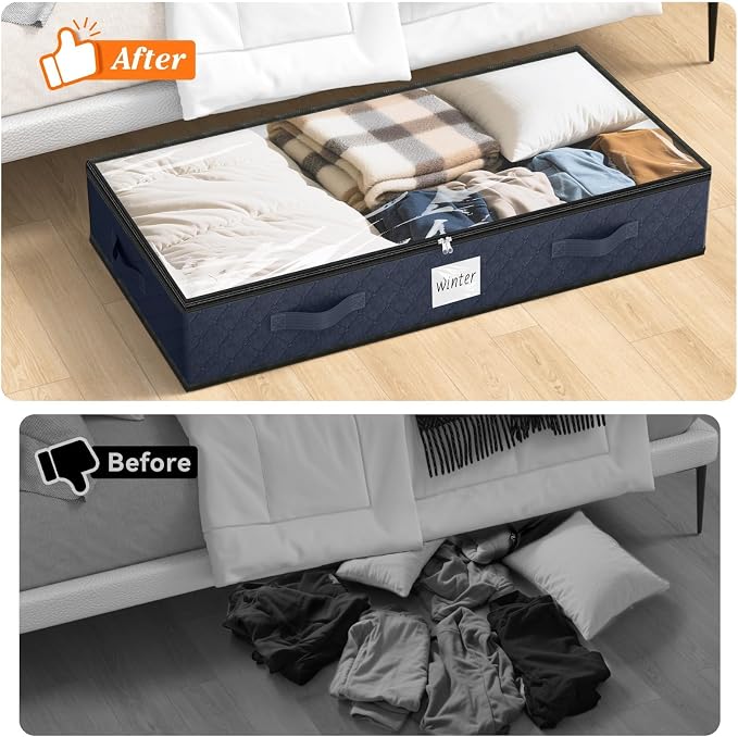 SpaceWhisper 90L Under Bed Storage Containers, Foldable Closet Organizers and - Image 6