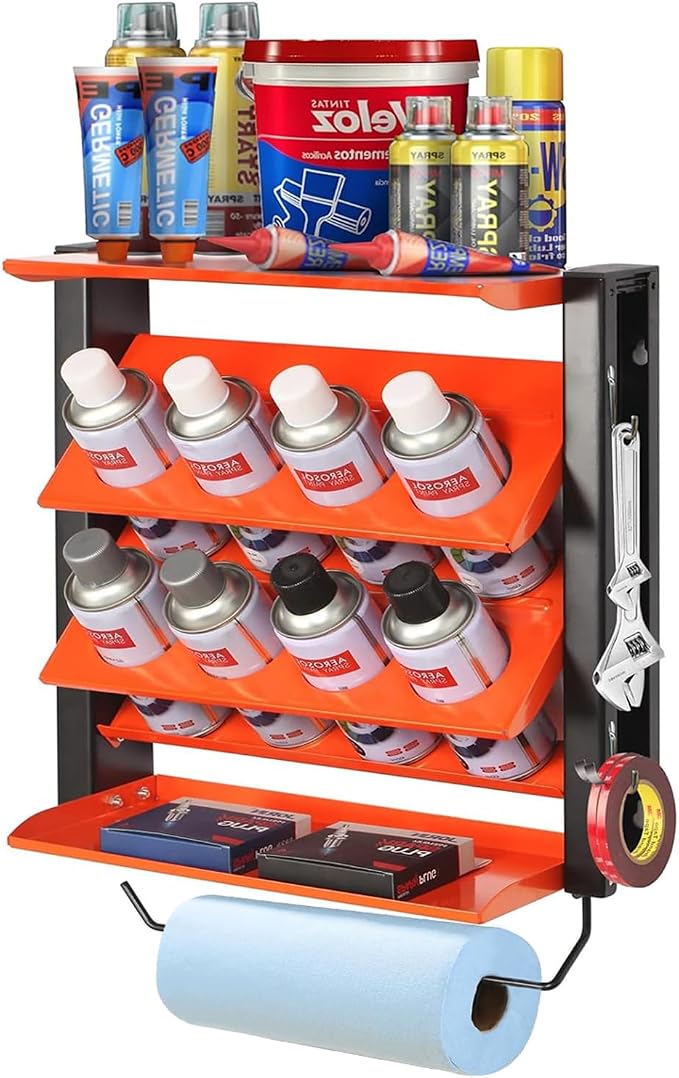 Wallmaster Spray Can Holder, Lube Can Wall Mount Storage Rack Heavy Duty Paint by Wallmaster
