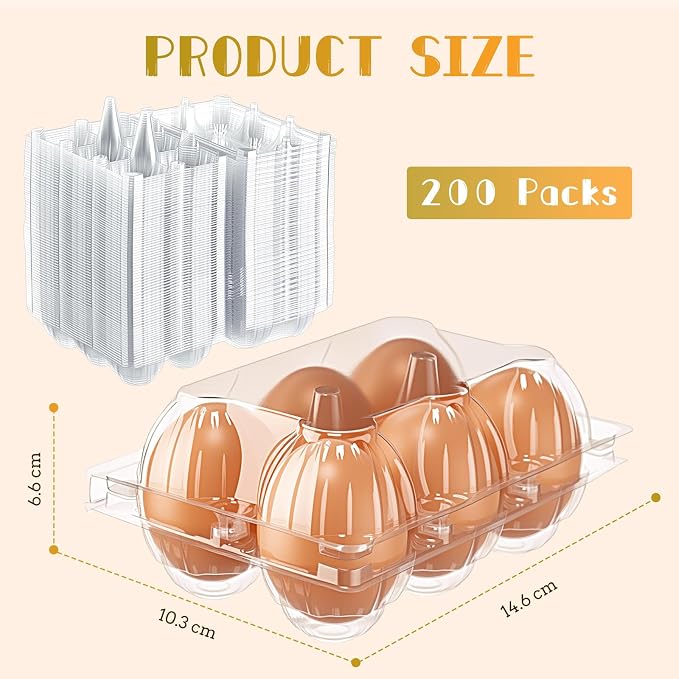 Zubebe 200 Pieces Clear Egg Cartons Plastic Egg Cartons Bulk Empty Chicken Egg - Image 6