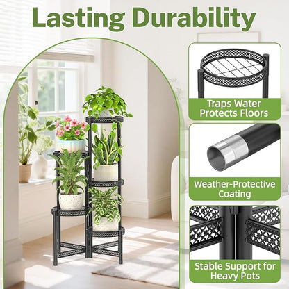 iDavosic.ly Plant Stand Indoor Outdoor, 5 Tier Corner Metal Flower Display - Image 5
