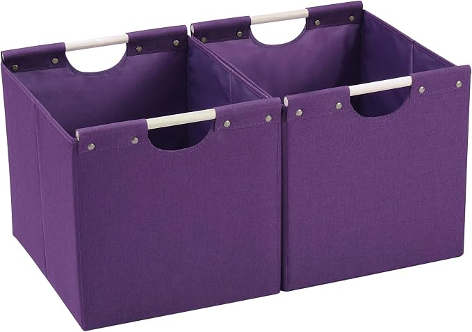 HOONEX Large Collapsible Storage Bins, Linen Fabric, Storage Baskets by HOONEX