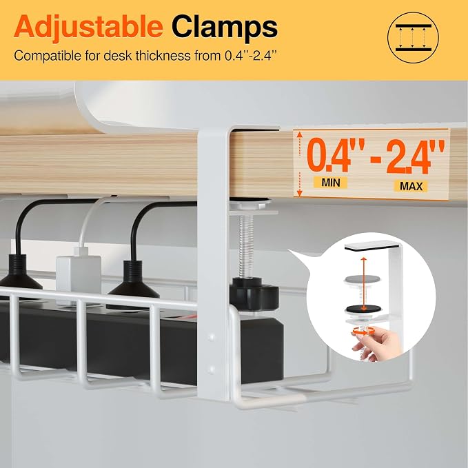 2 Pack Under Desk Tray, 31.4" No Drill Wire Management - Image 6