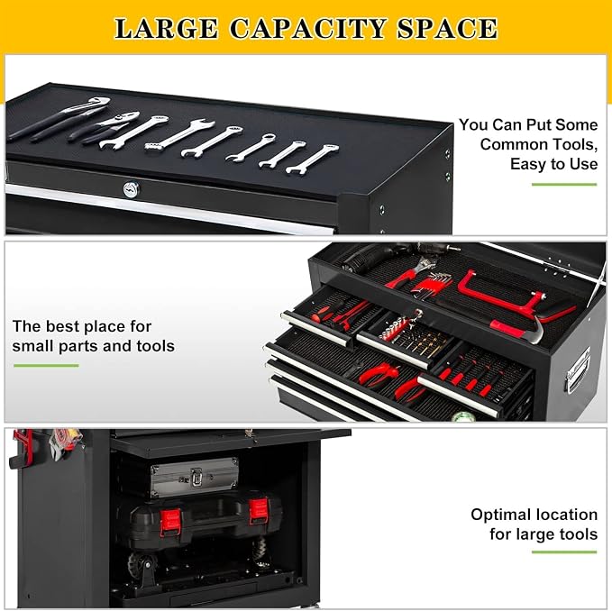 8-Drawer High Capacity Rolling Tool Chest, Removable Cabinet Storage Tool Box - Image 4