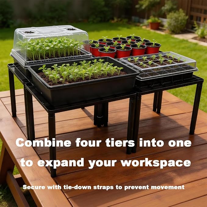 BTPLASTIK Plastic Plant Stand, Universal Plant Seedling Tray Organizer - - Image 6