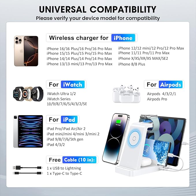 Wireless Charger for iPhone - 5 in 1 Charging Station for Multiple Devices - Image 3