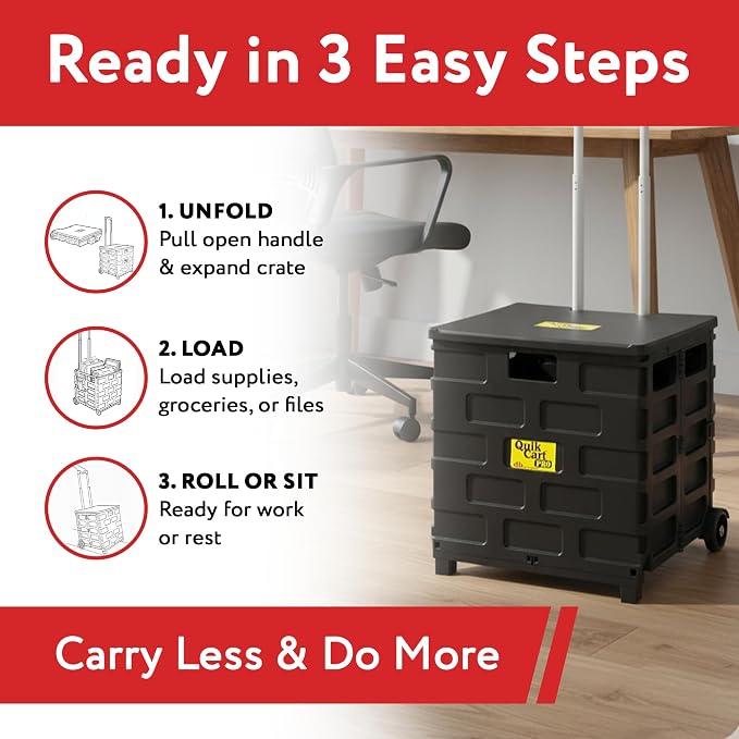 dbest products Quik Cart Pro Wheeled Rolling Crate Teacher Utility - Image 5
