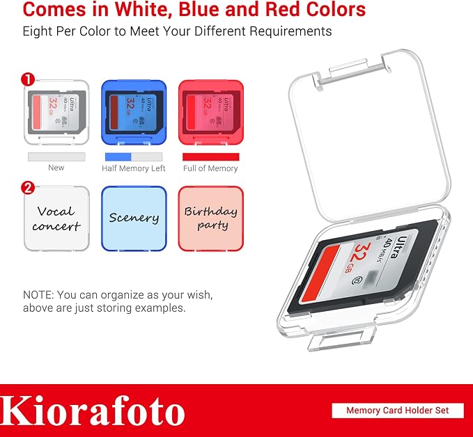 Kiorafoto 24 PCS Multi-Color Clear Plastic SD Card Case Holder - Image 3