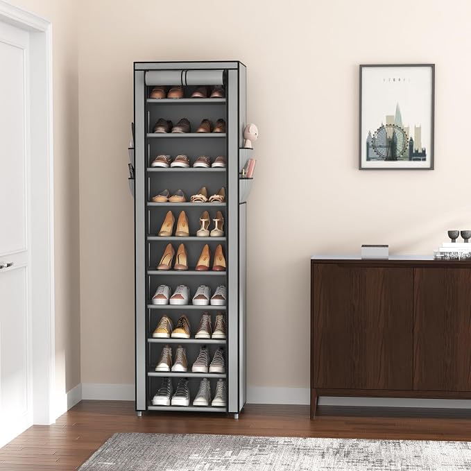 VTRIN Vertical Narrow Shoe Rack Organizer Tall Shoe Rack - Image 7