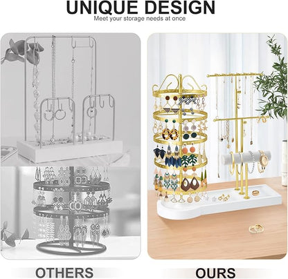 Jewelry Organizer Stand, Metal Rotating Earring Holder Organizer - Image 4