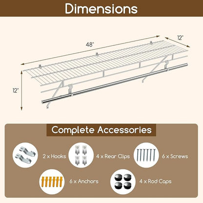 COSTWAY Closet Shelves Wall Mounted, Ventilated Shelf - Image 3