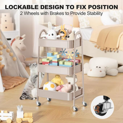 EAGMAK 3 Tier Rolling Cart, Large Metal Storage Cart - Image 5