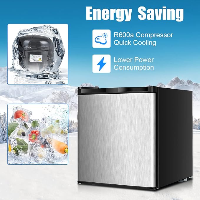 KOTEK 1.1 cu.ft. Compact Upright Freezer, Mini Freezer w/Reversible Stainless - Image 3