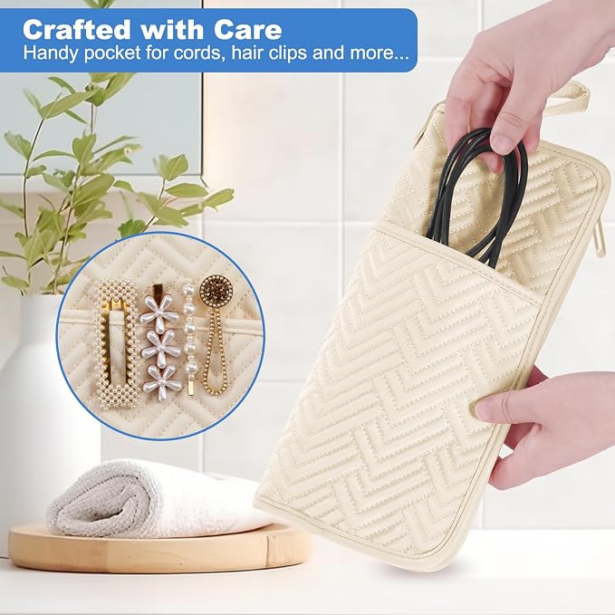 SITHON Hot Iron Holder & Mat, Heat Resistant Hair Tools Travel Bag Portable Hot - Image 5