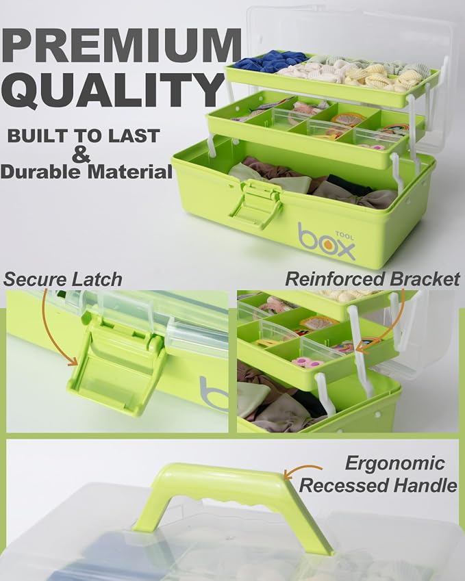 TERGOO 12in 3-Layer Plastic Craft Organizers and Storage, Portable Folding - Image 3