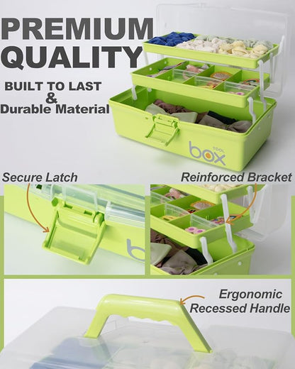 TERGOO 12in 3-Layer Plastic Craft Organizers and Storage, Portable Folding - Image 3