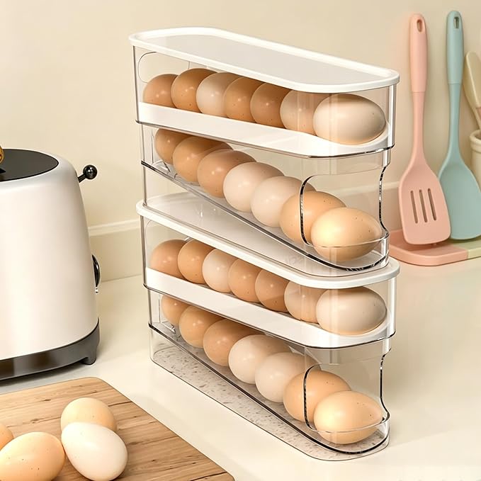 WACOI Auto Rolling Fridge Egg Organizer, Space Saving Eggs Dispenser - Image 5