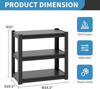 31.5" H Metal Storage Shelving, 1500LBS Heavy Duty Shelves Unit, Adjustable 3 - Image 3