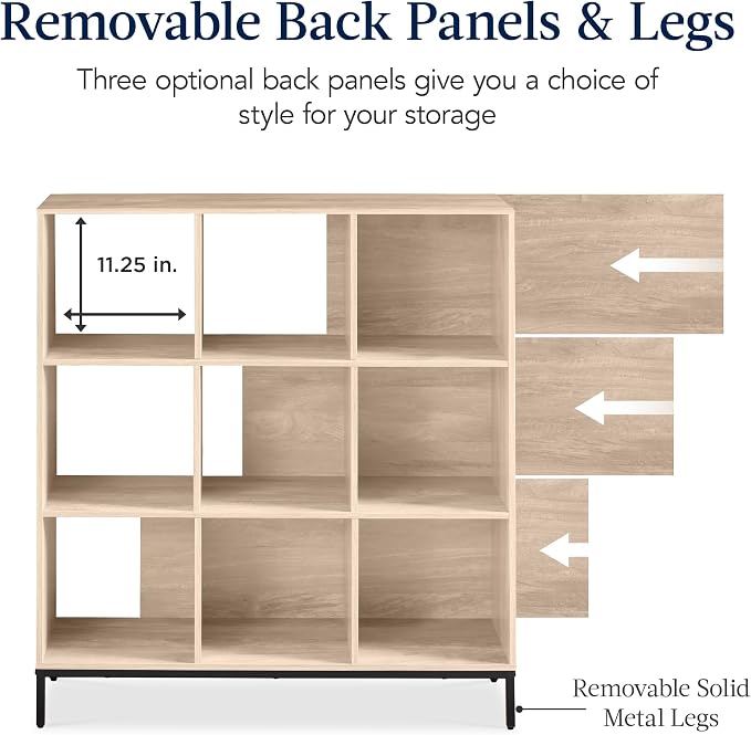 Best Choice Products 9-Cube Bookshelf, 3-Tier Wood Storage Bookcase W/Legs - Image 7