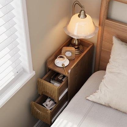 Slim Bedside Table Set of 2, Narrow Nightstand - Image 3
