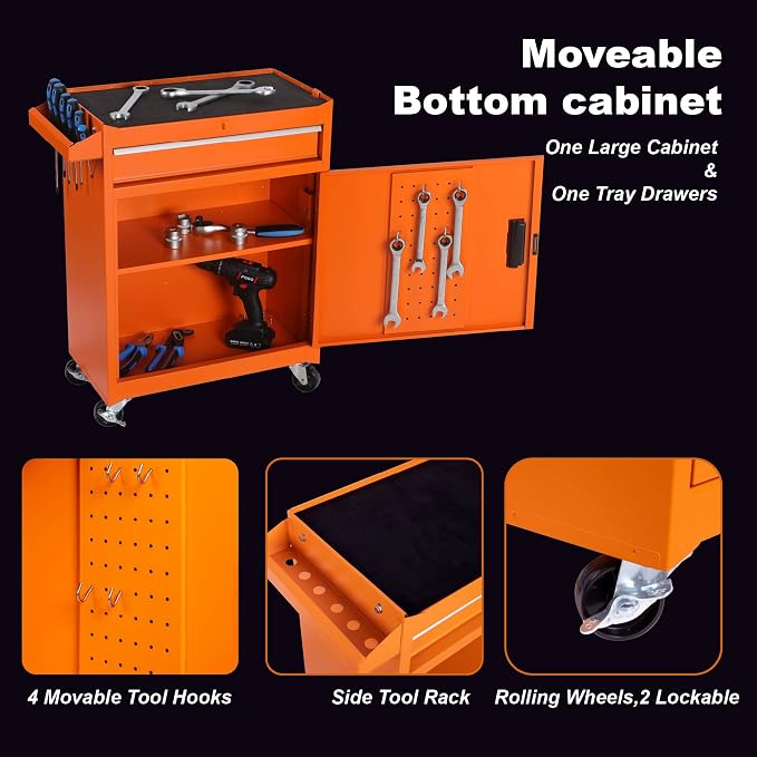 Tool Chest, 5-Drawer Rolling Tool Storage Cabinet - Image 4