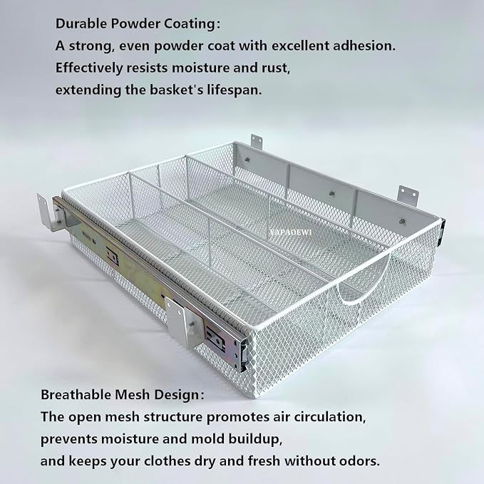 Pull Out Closet Drawer for Clothes | Sliding Wire Basket for Wardrobe Cabinets - Image 4