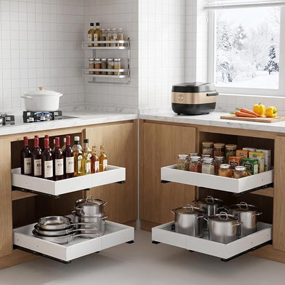 DOMNIU 2 Pack Pull Out Cabinet Organizers Width, Depth | Slide Out Drawers - Image 7