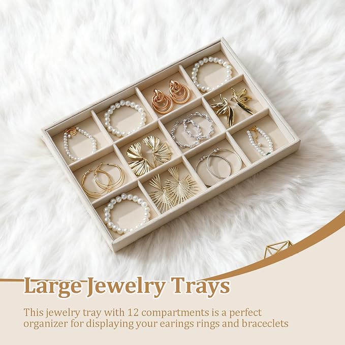 Large Jewelry Organizer for Drawer Insert Velvet Stackable Jewelry Trays for - Image 2