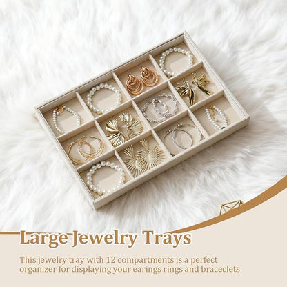 Large Jewelry Organizer for Drawer Insert Velvet Stackable Jewelry Trays for - Image 2
