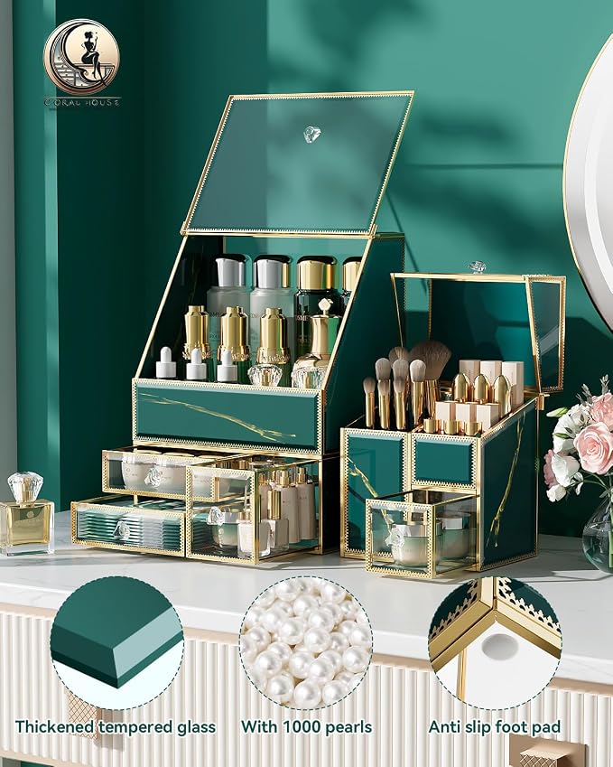 Makeup Organizer Green– Large Vanity Organizer - Image 2