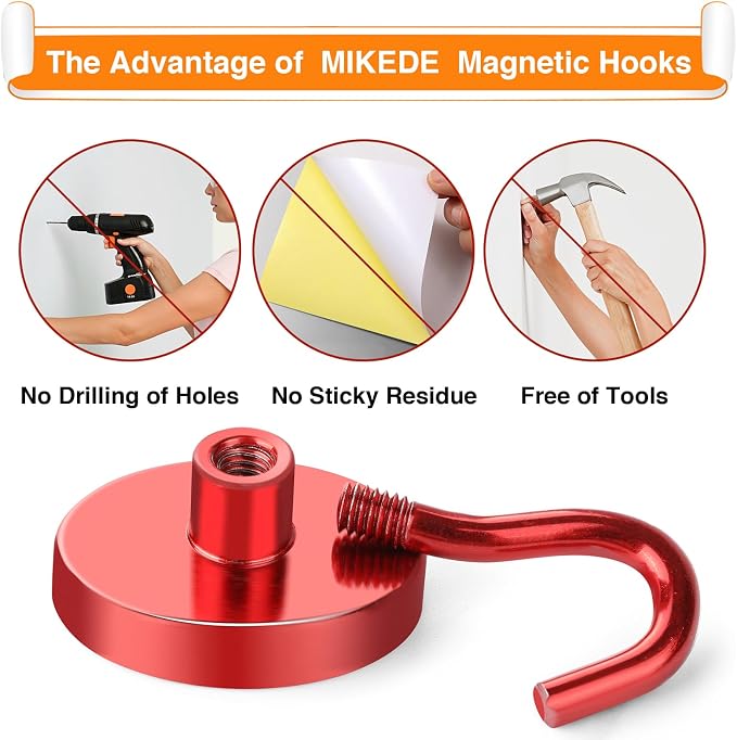 MIKEDE Strong Magnetic Hooks, 120Lbs Heavy Duty Magnetic Hooks - Image 4