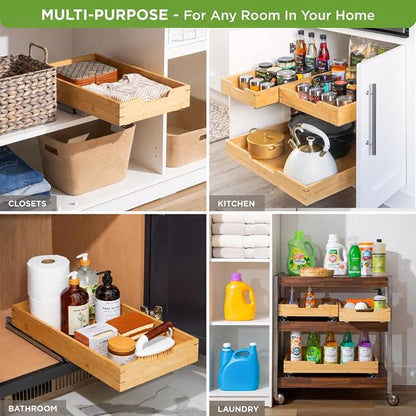 HOLDN’ STORAGE Bamboo Wooden Pull Out Cabinet Organizer 22"W x 21"D | Bamboo - Image 7