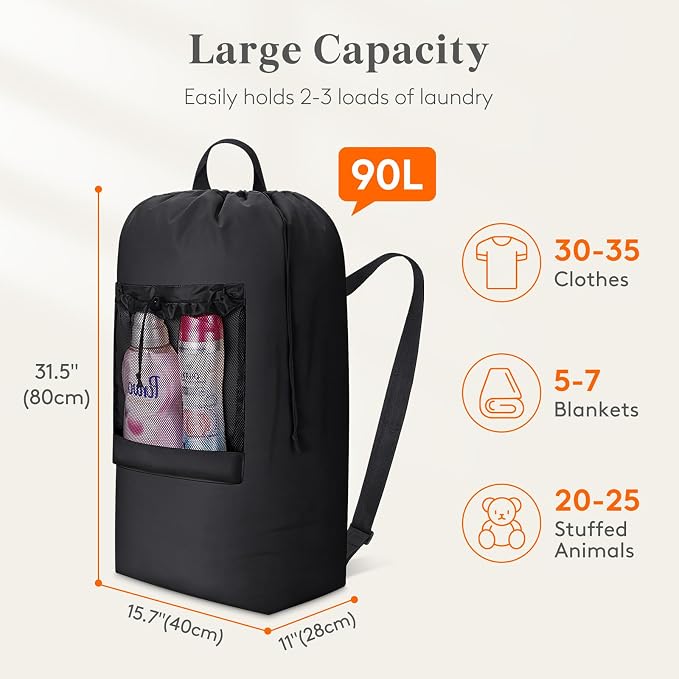 Lifewit Laundry Bag, Extra Large Laundry Backpack - Image 2