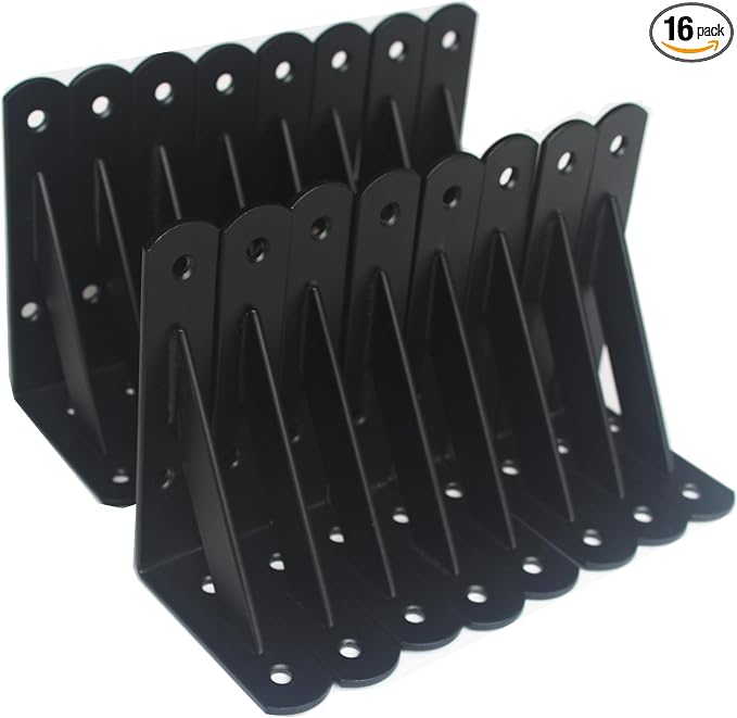 16 Pack L5 x H 3" Black Heavy Duty Shelf Brackets by MHMYDZ