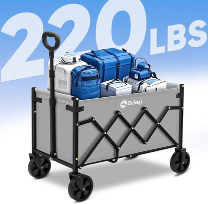 Sekey Wagon Cart with Wheels with 220LBS Capacity, Heavy Duty Wagon Carts - Image 3