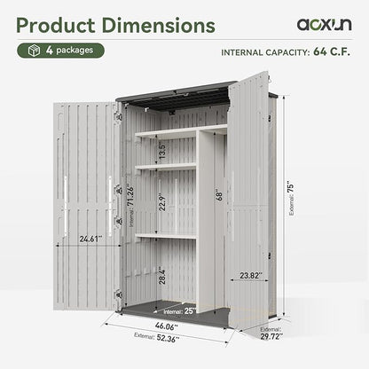 Aoxun 64 Cu.Ft Outdoor Storage Shed - Image 5