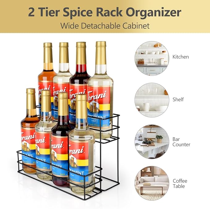 8 Bottle Capacity Coffee Syrup Organizer 2 Tier Coffee Syrup Stand Shelf - Image 4