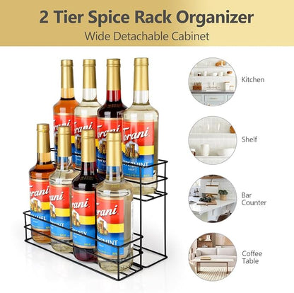 8 Bottle Capacity Coffee Syrup Organizer 2 Tier Coffee Syrup Stand Shelf - Image 4