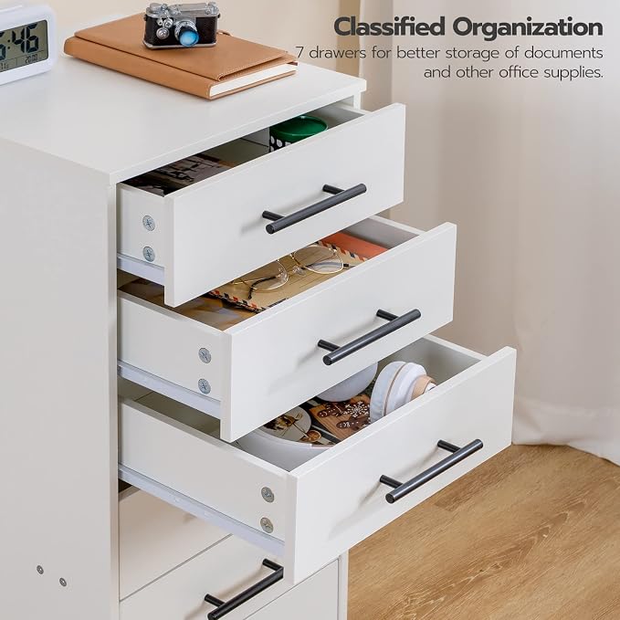 HOOBRO 7-Drawer File Cabinet, Wooden Office Cabinet - Image 5