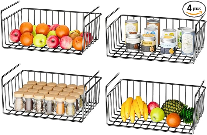 SUFAUY 4-Pack Under Cabinet Shelf Basket, Wire Shelves by SUFAUY