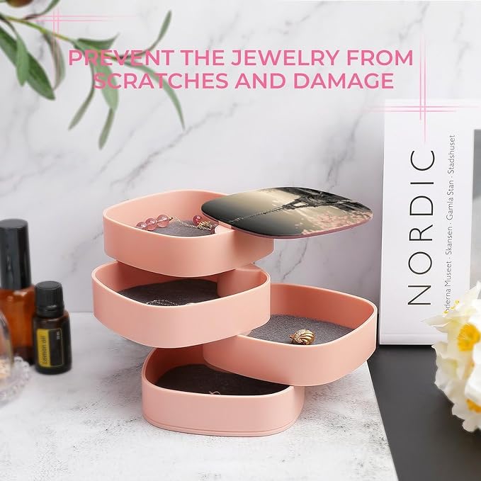 Paris Tower Rotating Jewelry Organizer Box 4-Layer 360° Rotatable ABS Jewelry - Image 6