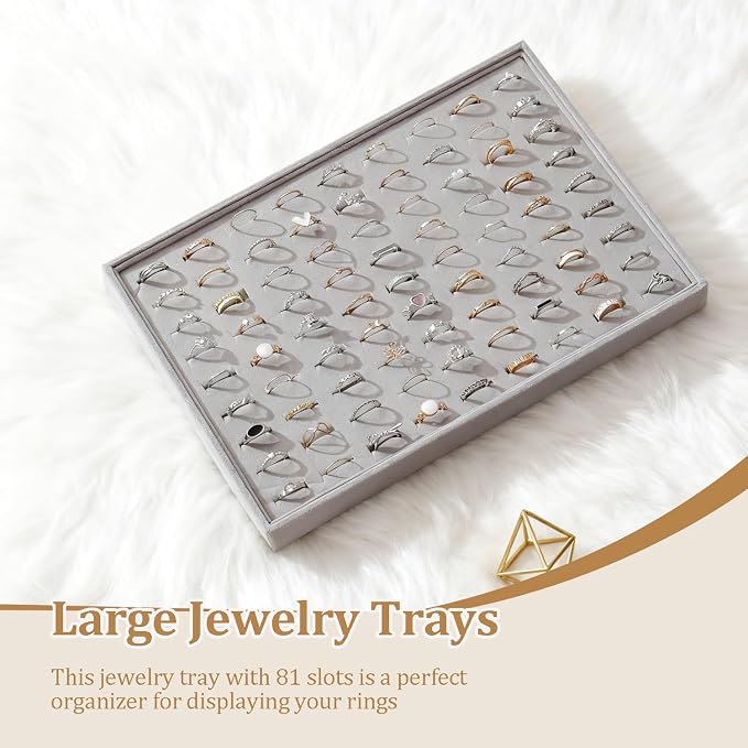 Large Jewelry Organizer for Drawer Insert Velvet Stackable Jewelry Trays for - Image 2