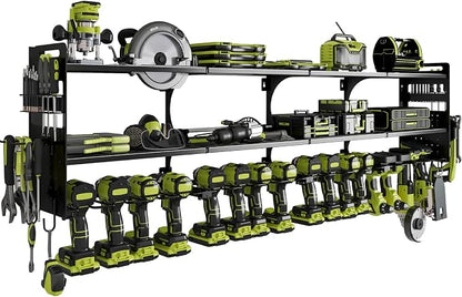 64" Power Tool Organizer Wall Mount, 16 Slots, 3-Tier Drill & Cordless Tool by Seeahead