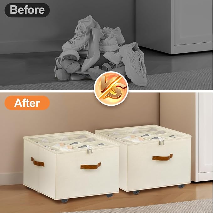 Shoe Organizer for Closet, 2 Pack Shoe Storage Organizer - Image 6