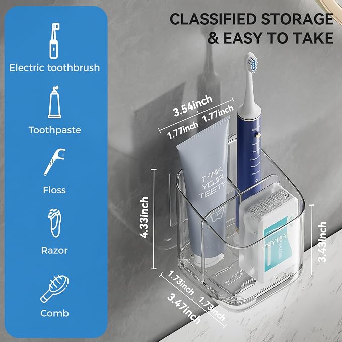 Toothbrush Holders for Bathrooms, 3 Slots Detachable Electric Toothbrush Holder - Image 5