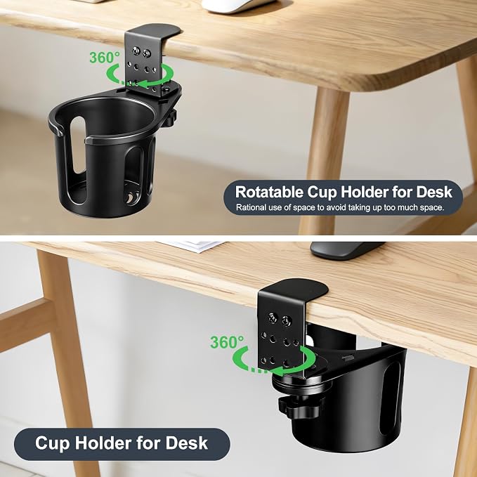 MYITYARD Desk Cup Holder Clamp, Clip On Table Cup Holder, Rotatable Water - Image 5
