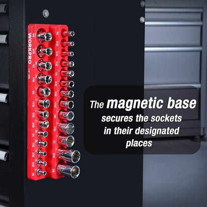 WORKPRO Magnetic Socket Organizer, 1/4-Inch SAE Socket Holder, Socket Trays - Image 7