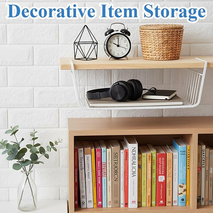 6 Pack Under Shelf Basket, Slide in Wire Hanging Storage Baskets, Slides Under - Image 4