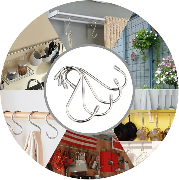 20 Pack 3.4" S Shaped Hooks Stainless Steel Metal Hangers Hanging Hooks - Image 5